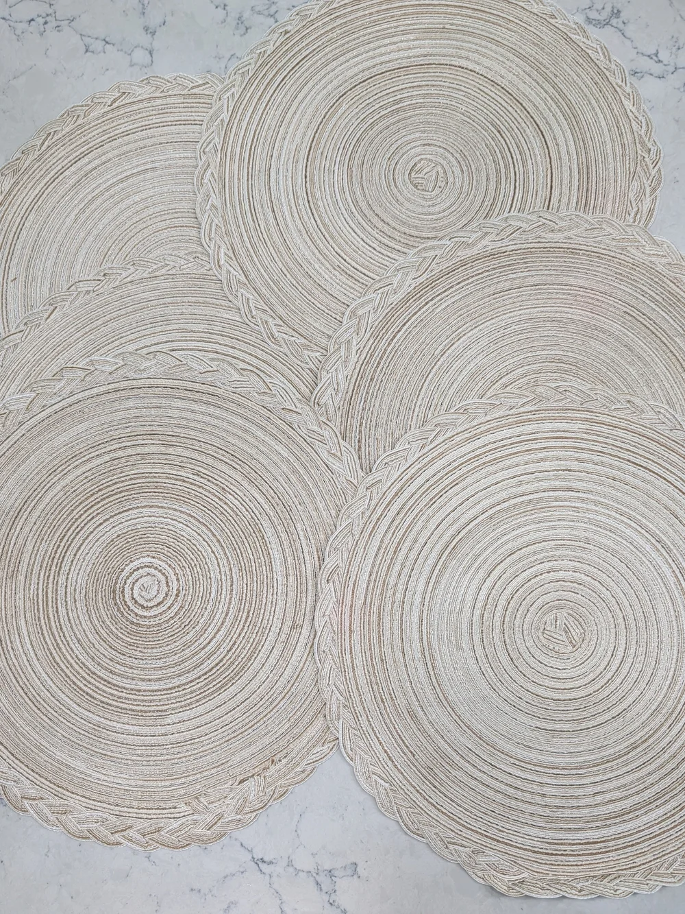 Zulay Kitchens Neutral Braided Round Placemats - Set Of 6